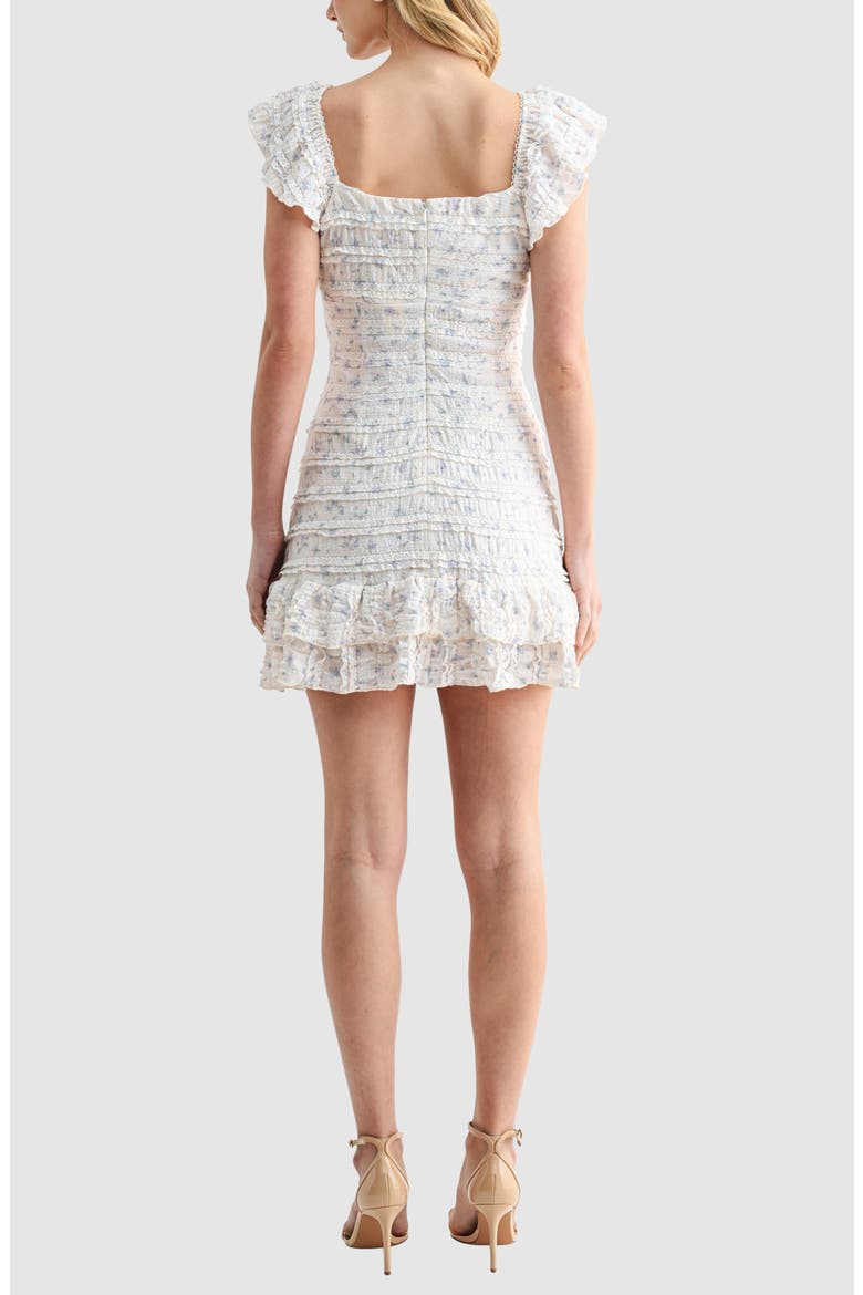 Ruffle Trim Minidress, Alternate, color, IVORY BLUE