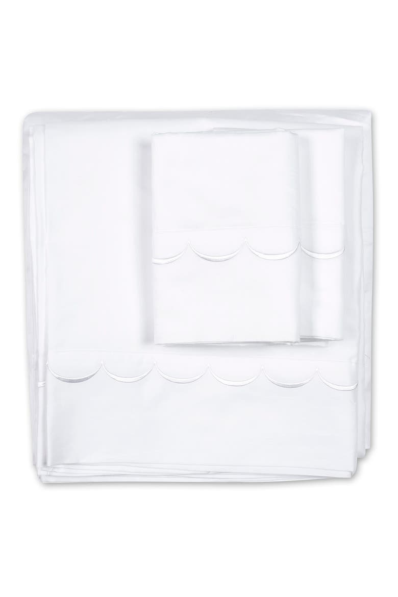600 Thread Count Scallop Trim 3-Piece Duvet Set, Main, color, WHITE