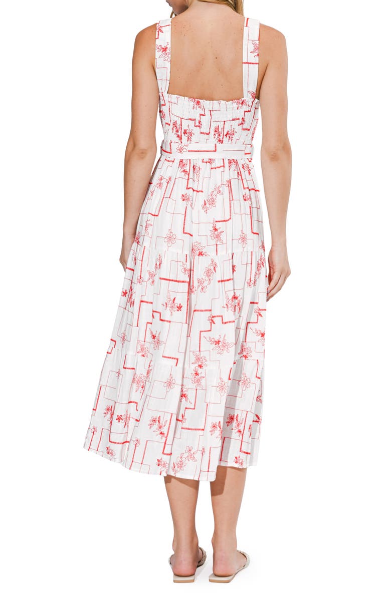 Adelyn Rae Violet Embroidery Midi Dress, Alternate, color, White/ Red