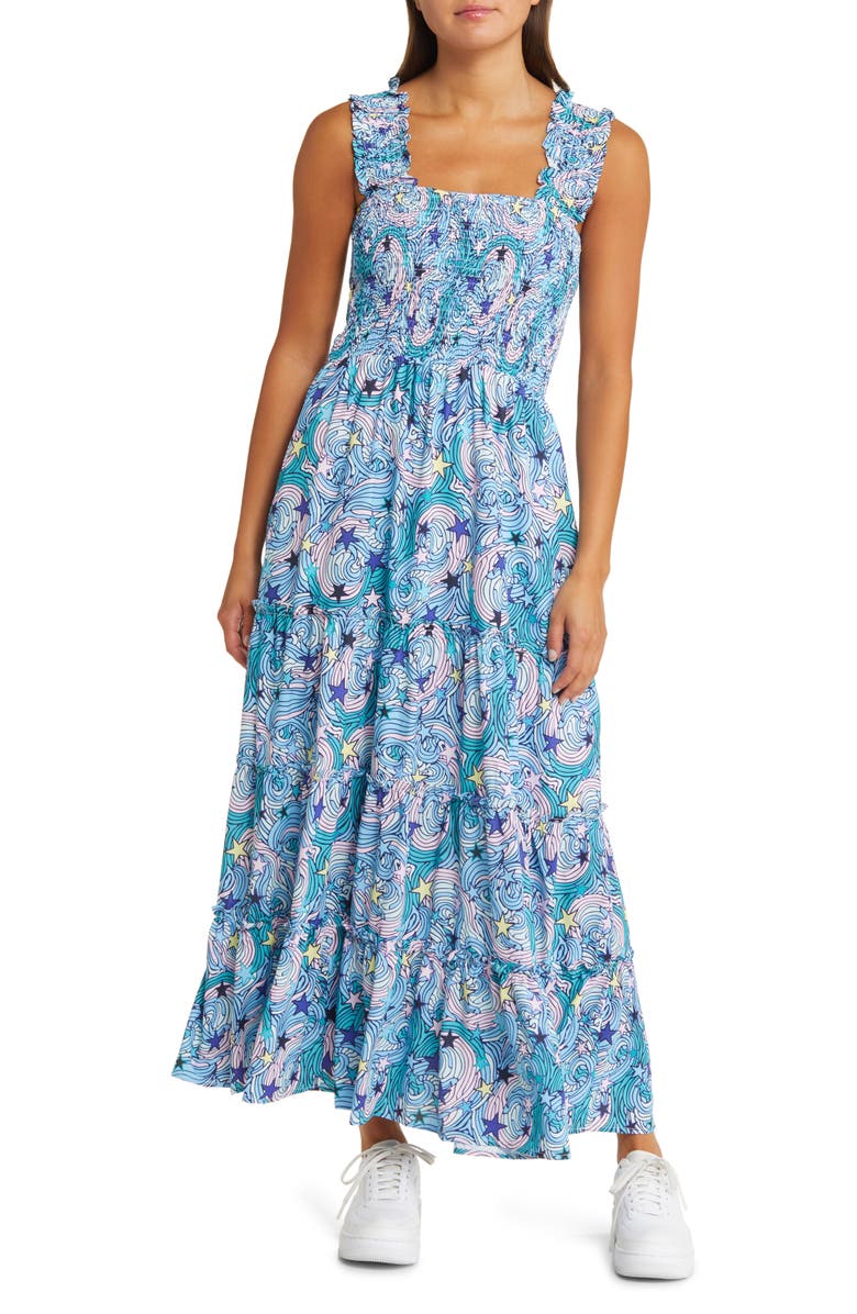 Dressed in Lala Rule Breaker Smocked Maxi Sundress, Main, color, Wonder Girl