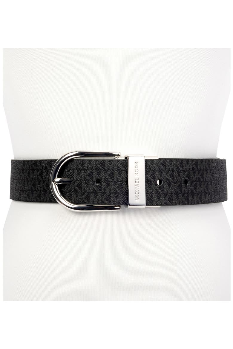 Logo Reversible Belt, Alternate, color, BLACK/ SILVER
