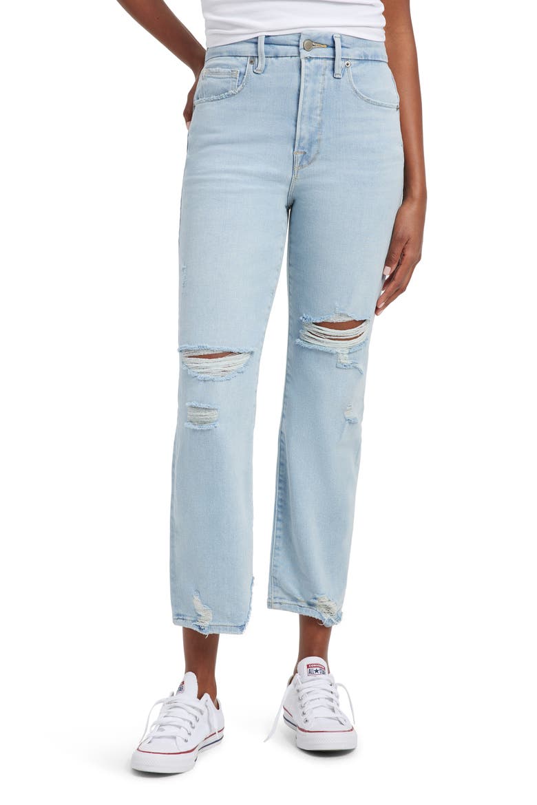 Good Boy Ripped High Waist Boyfriend Jeans, Main, color, INDIGO474