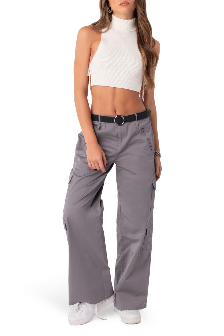 Zaria Stretch Cotton Cargo Pants, Alternate, color, GRAY