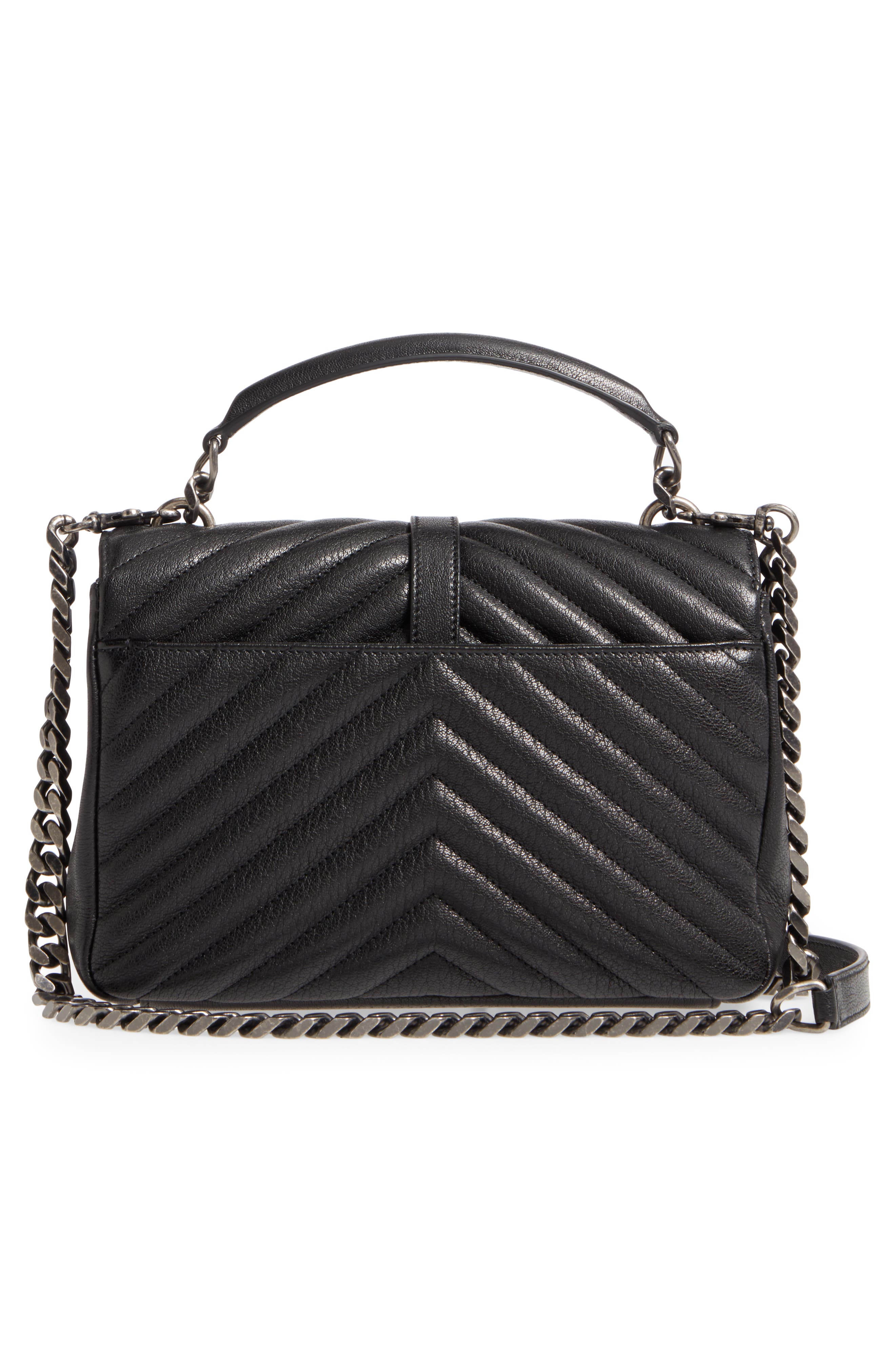 Medium College Quilted Leather Shoulder Bag, Alternate, color, NOIR