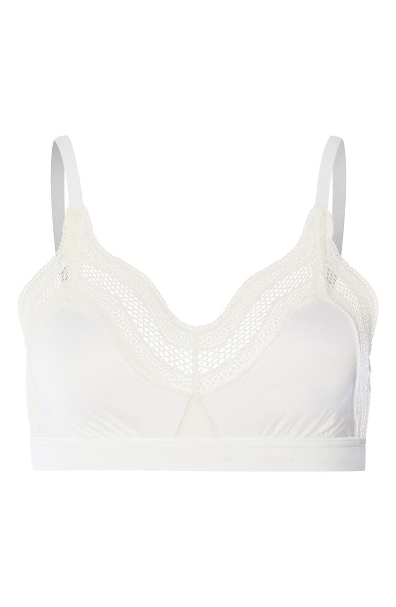 Hanro Cira Tulle Lace Trim Soft Cup Bra, Alternate, color, Off White