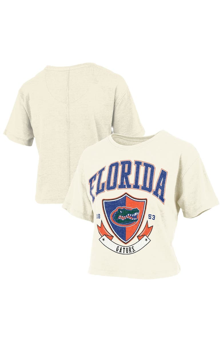 PRESSBOX Women's Pressbox Cream Florida Gators Buckler Vintage Cropped T-Shirt, Alternate, color, Cream
