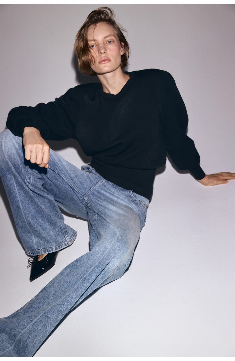 H&M Shoulder-pad Top, Alternate, color, Dark Green