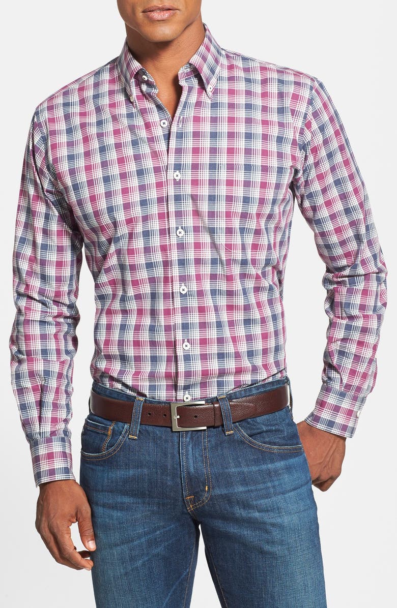 Peter Millar Regular Fit Mélange Plaid Sport Shirt, Main, color, 