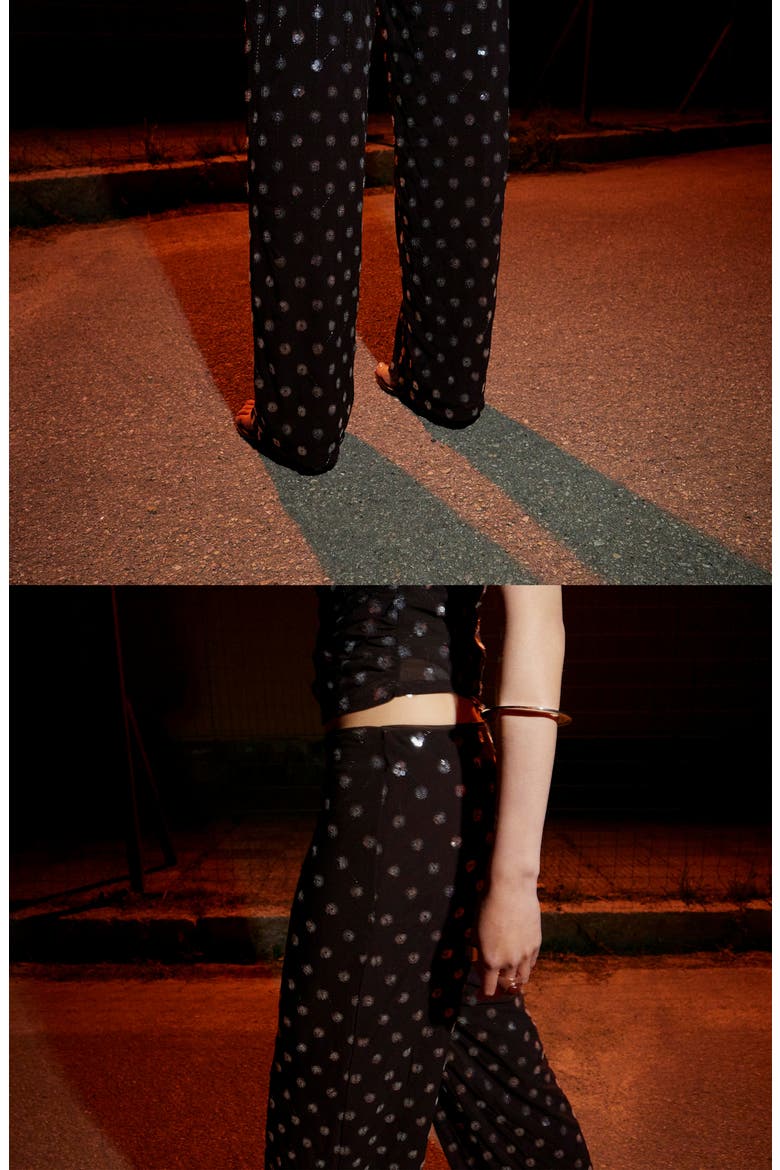 Sequin Straight Leg Trousers, Alternate, color, CHOCOLATE