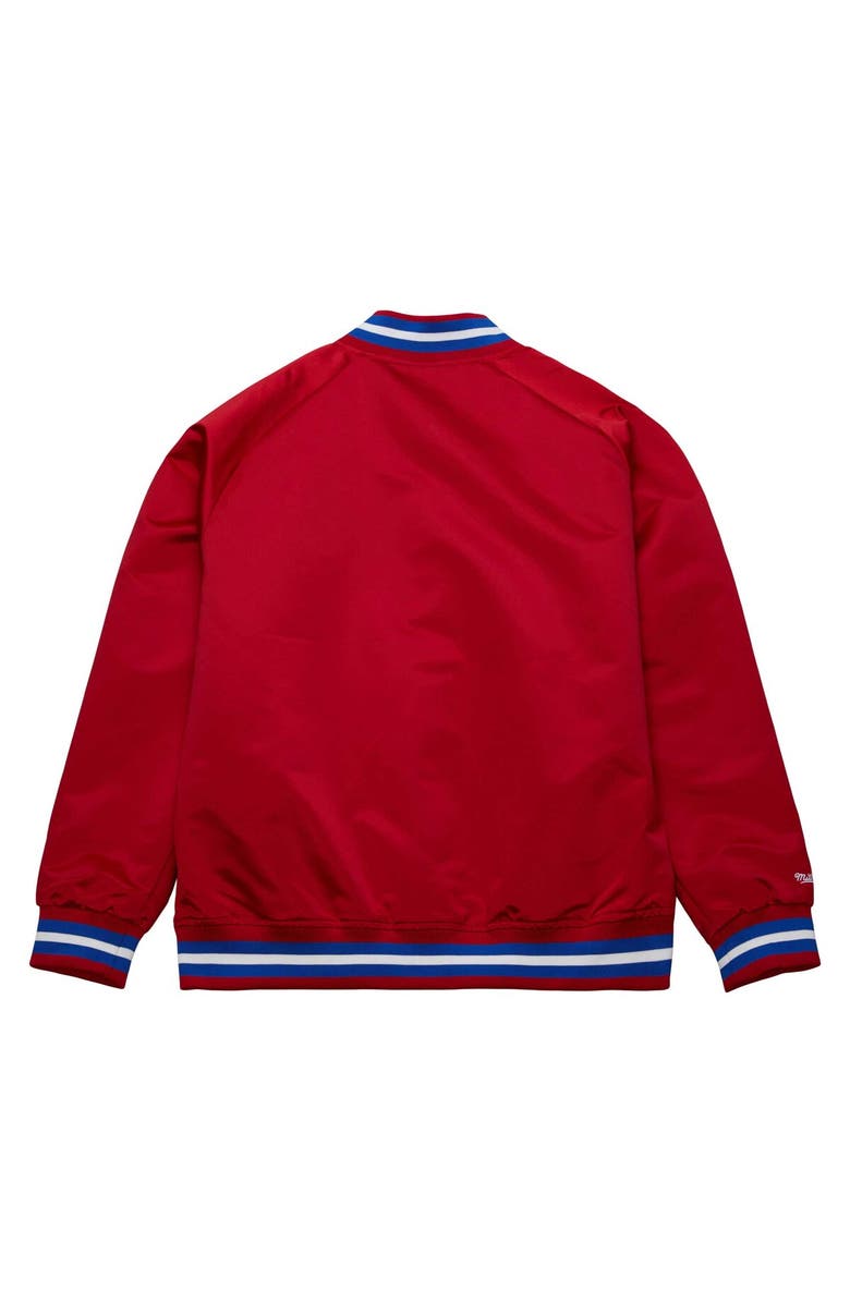 Mitchell & Ness Men's Mitchell & Ness Red Philadelphia 76ers Hardwood Classics Throwback Wordmark Raglan Full-Snap Jacket, Alternate, color, Red