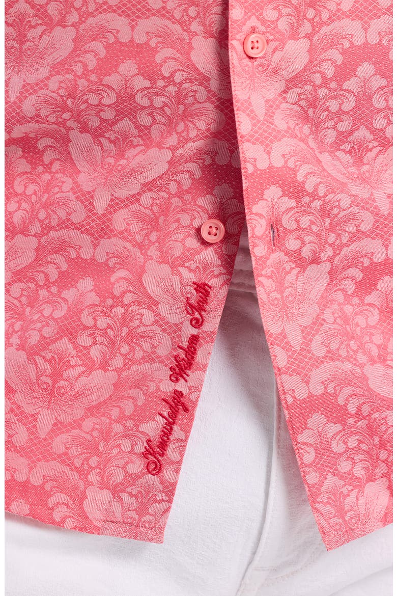 Bayveiw Short Sleeve Cotton Jacquard Button-Up Shirt, Alternate, color, CORAL
