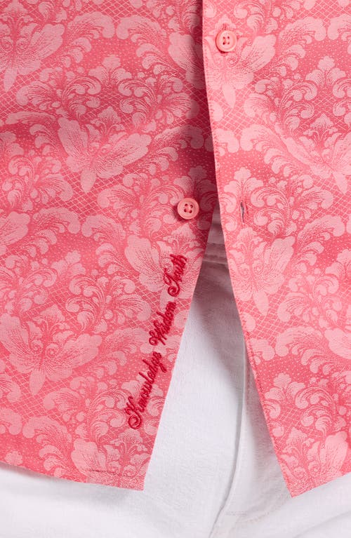 Robert Graham Bayveiw Short Sleeve Cotton Jacquard Button-up Shirt In Coral