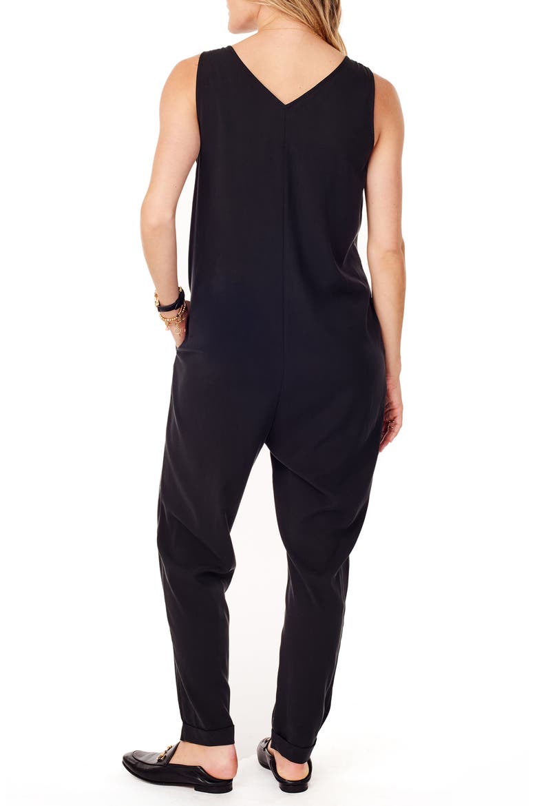Ingrid & Isabel® Zip Front Maternity/Nursing Jumpsuit, Alternate, color, JET BLACK