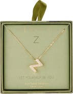 Leith Pavé Cubic Zirconia Initial Pendant Necklace