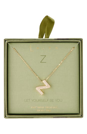 Leith Pavé Cubic Zirconia Initial Pendant Necklace In Gold