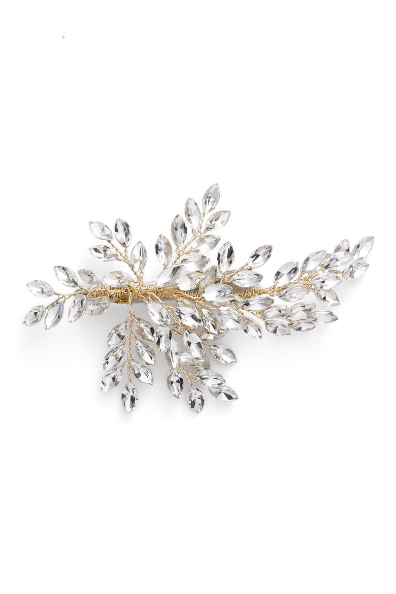 Sahara Crystal Leaf Bendable Hair Clip, Alternate, color, GOLD