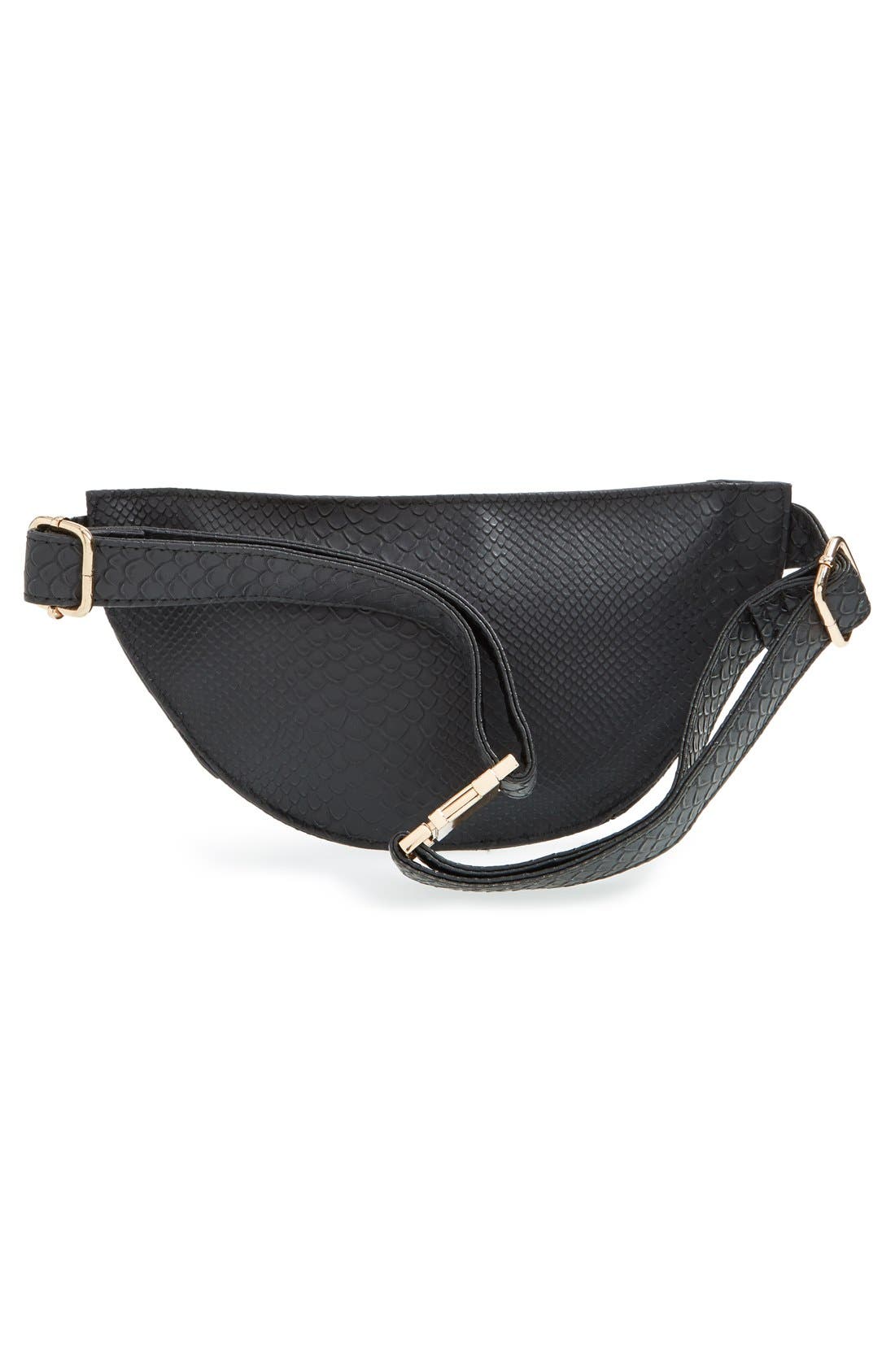 NILA ANTHONY Snake Embossed Belt Bag, Alternate, color, 