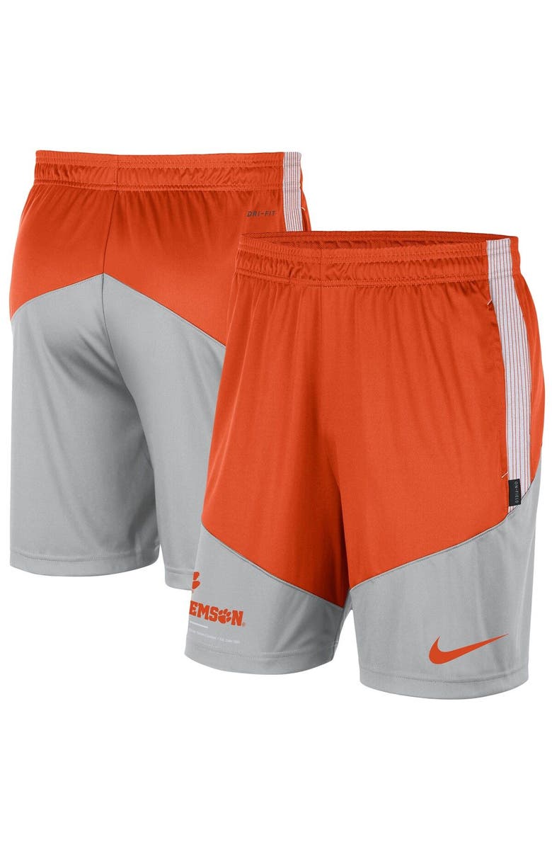 Nike Men's Nike Orange/Gray Clemson Tigers Team Performance Knit Shorts, Alternate, color,