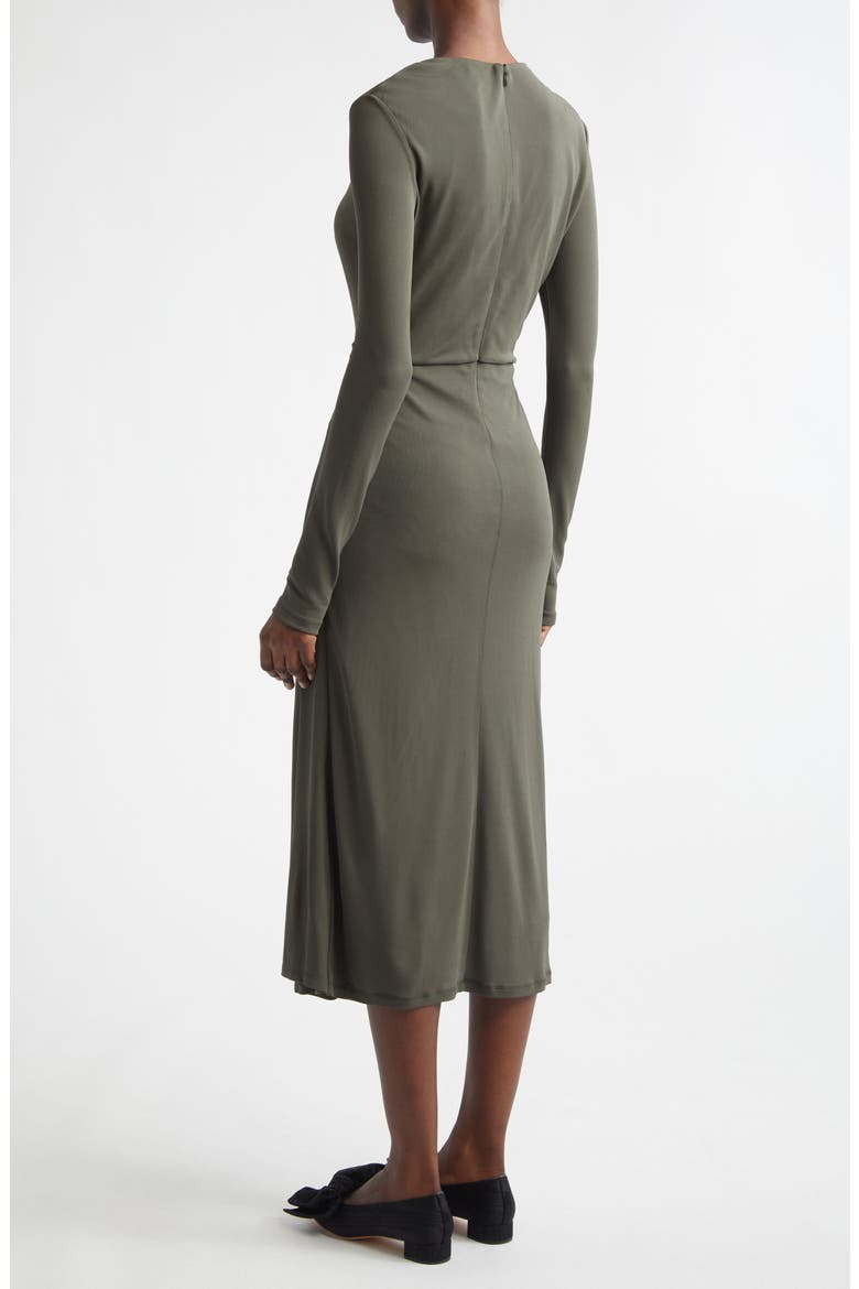Long Sleeve Draped Midi Dress, Alternate, color, MILITARY GREEN