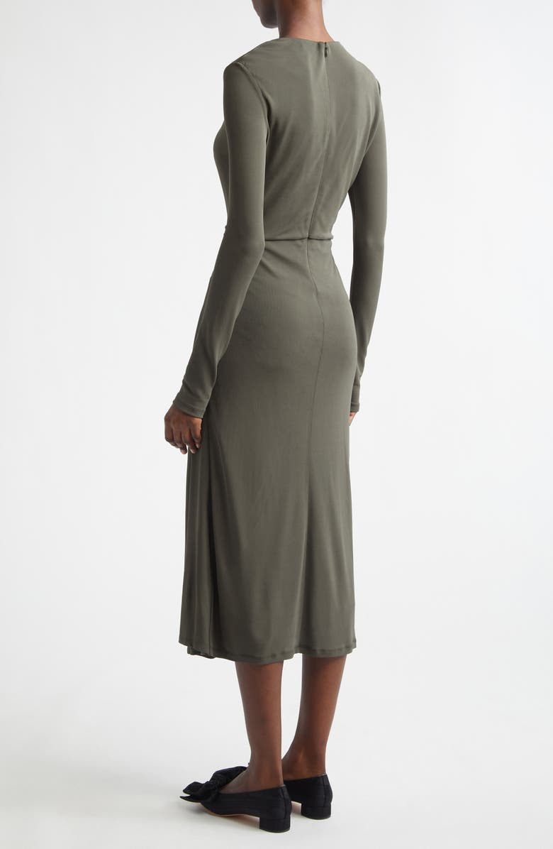 Erdem Long Sleeve Draped Midi Dress, Alternate, color, Military Green