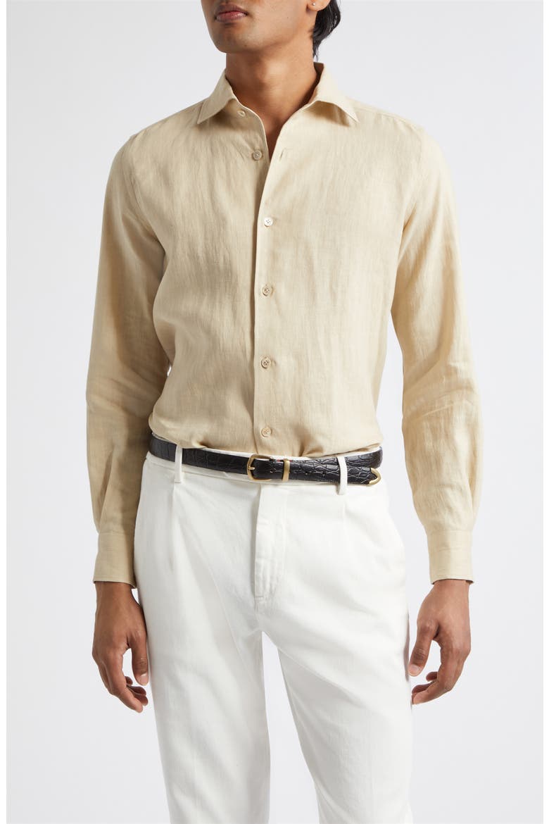 Linen Button-Up Shirt, Main, color, 102 CORIANDER