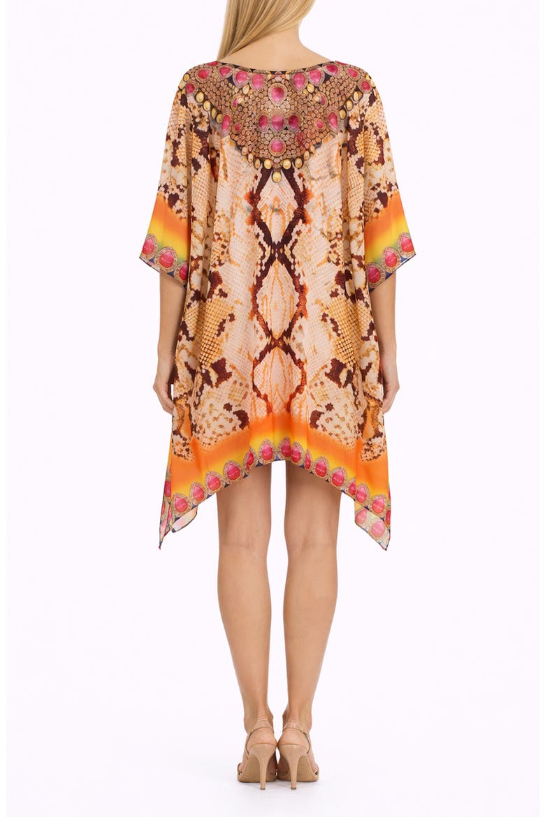 Snake Embossed Print Poncho, Alternate, color, YELLOW