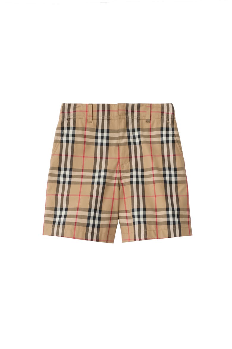 Check Cotton Oxford Shorts, Main, color, Sand beige