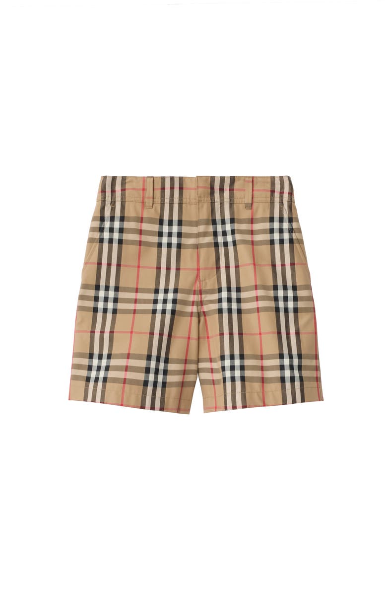 Burberry Check Cotton Oxford Shorts, Main, color, Sand Beige