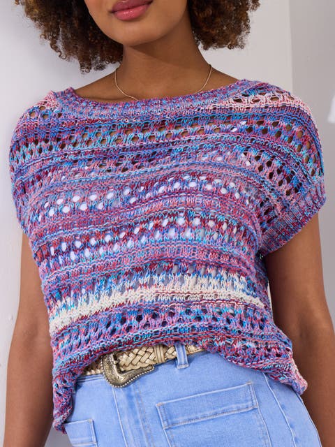 Short Sleeve Pointelle Sweater