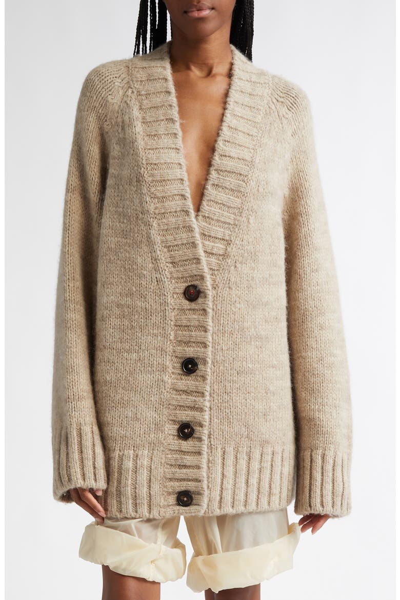 Alpaca, Cotton & Wool Cardigan, Main, color, LIGHT BROWN