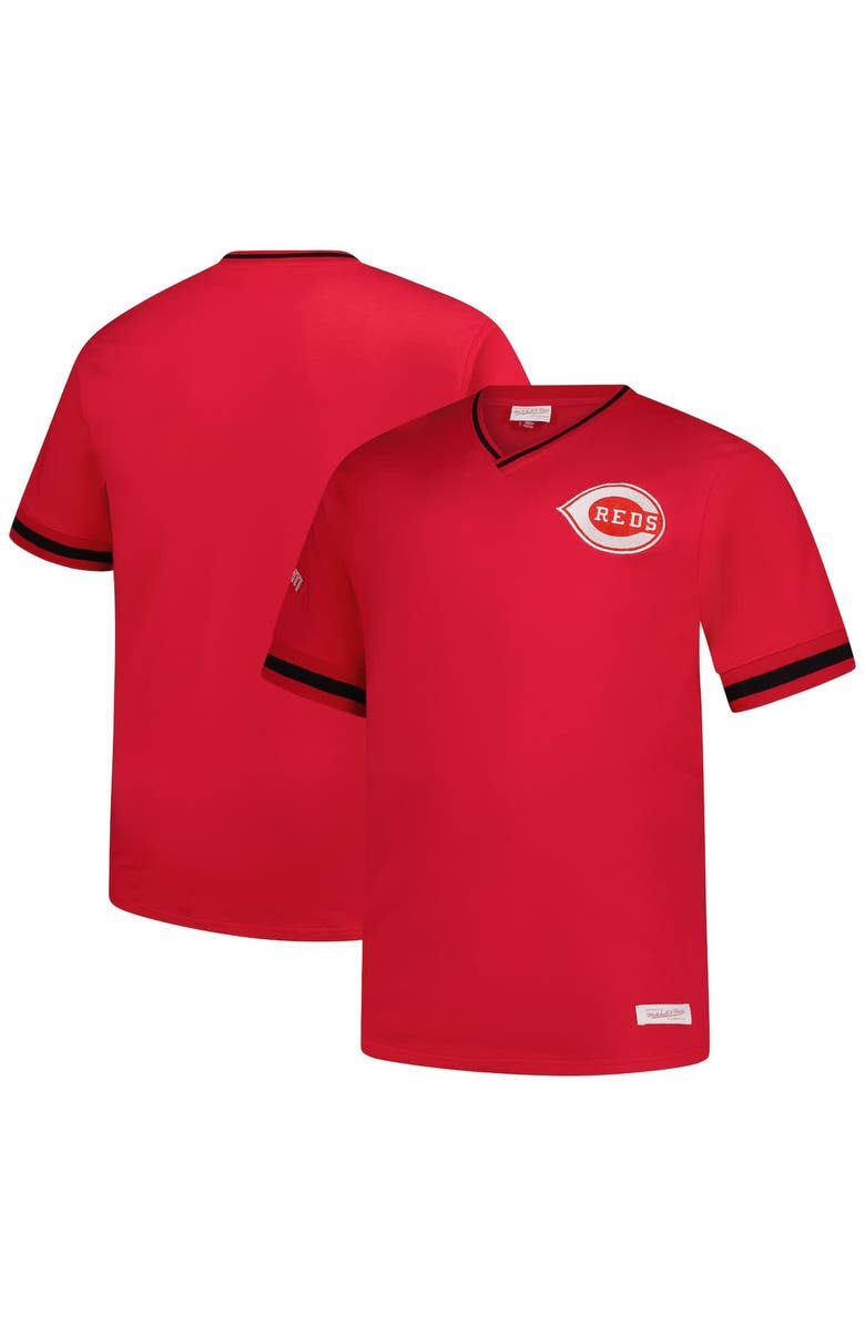 Mitchell & Ness Men's Mitchell & Ness Red Cincinnati Reds Big & Tall V-Neck T-Shirt, Alternate, color, 