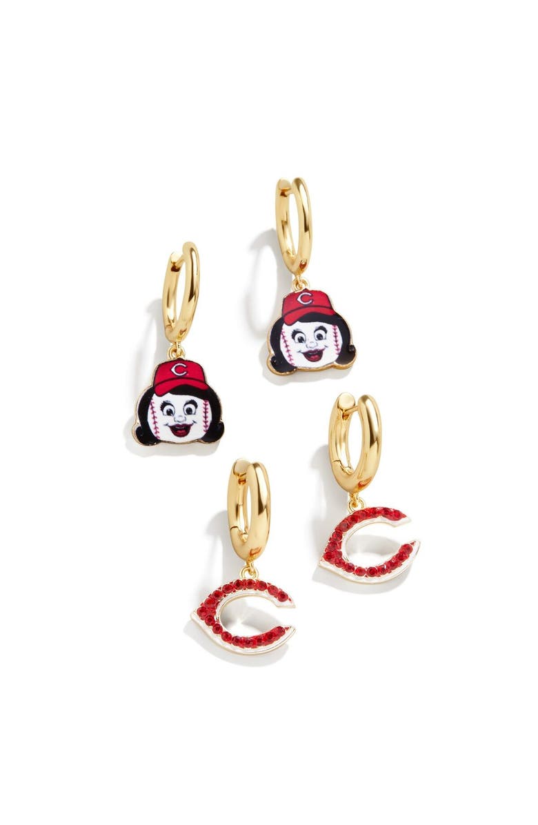 BaubleBar Women's BaubleBar Gold Cincinnati Reds Team Earrings Set, Main, color, Gold