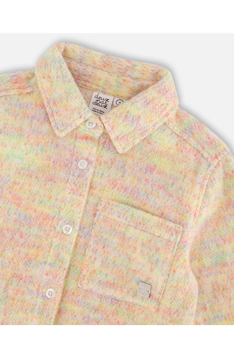 Deux par Deux Girl's Button Down Felt Overshirt Light Beige Multicolor, Alternate, color, 
