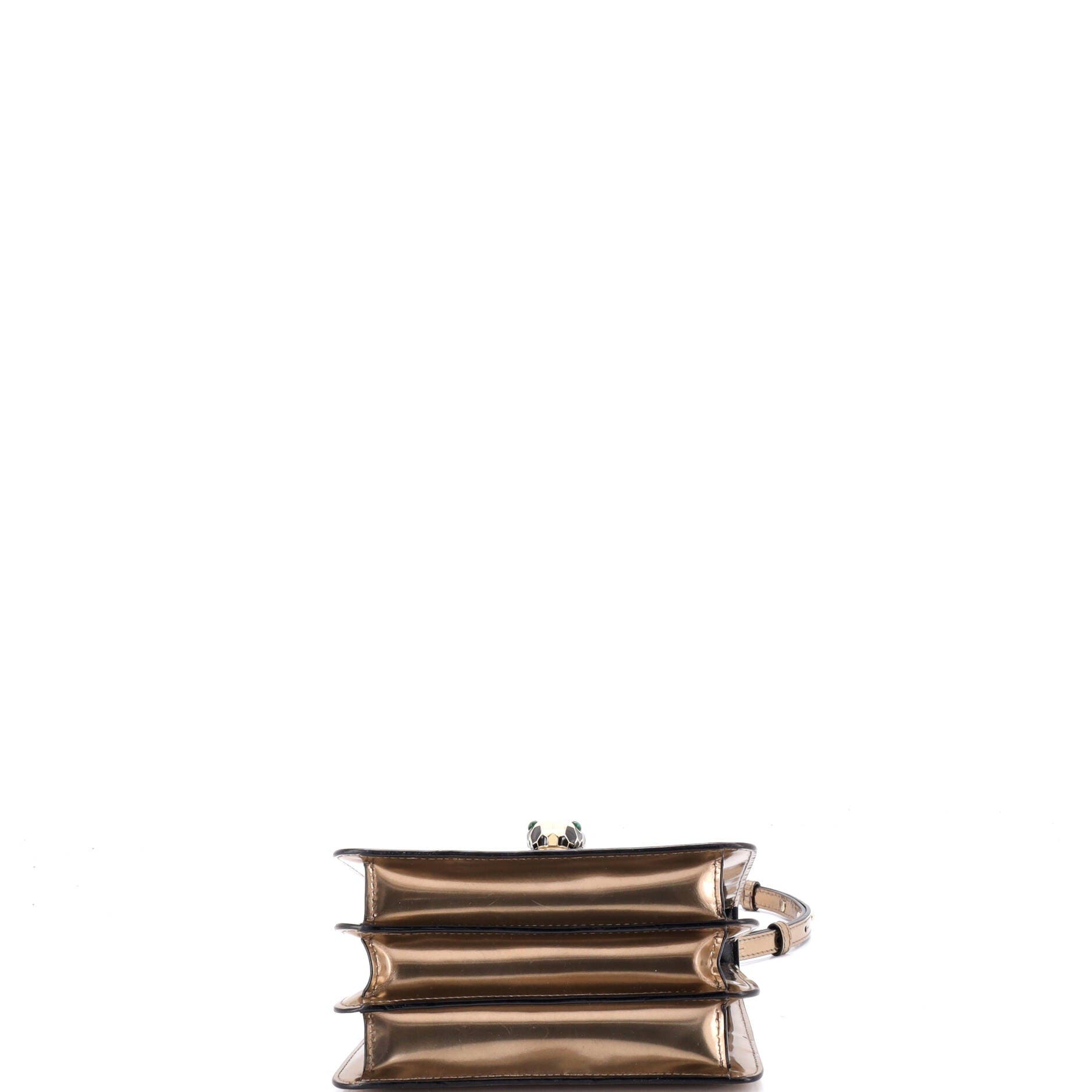 Serpenti Forever Top Handle Bag Patent Small, Alternate, color, Metallic Silver