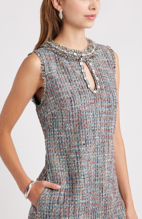 Chelsea28 Embellished Tweed Shfit Minidress In Gray