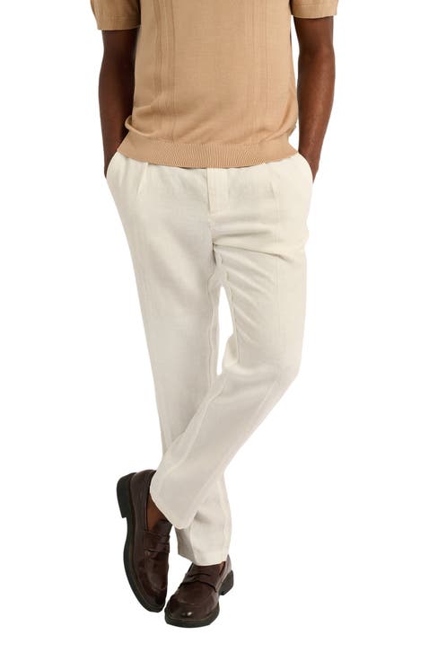 Linen Tapered Pleated Trouser