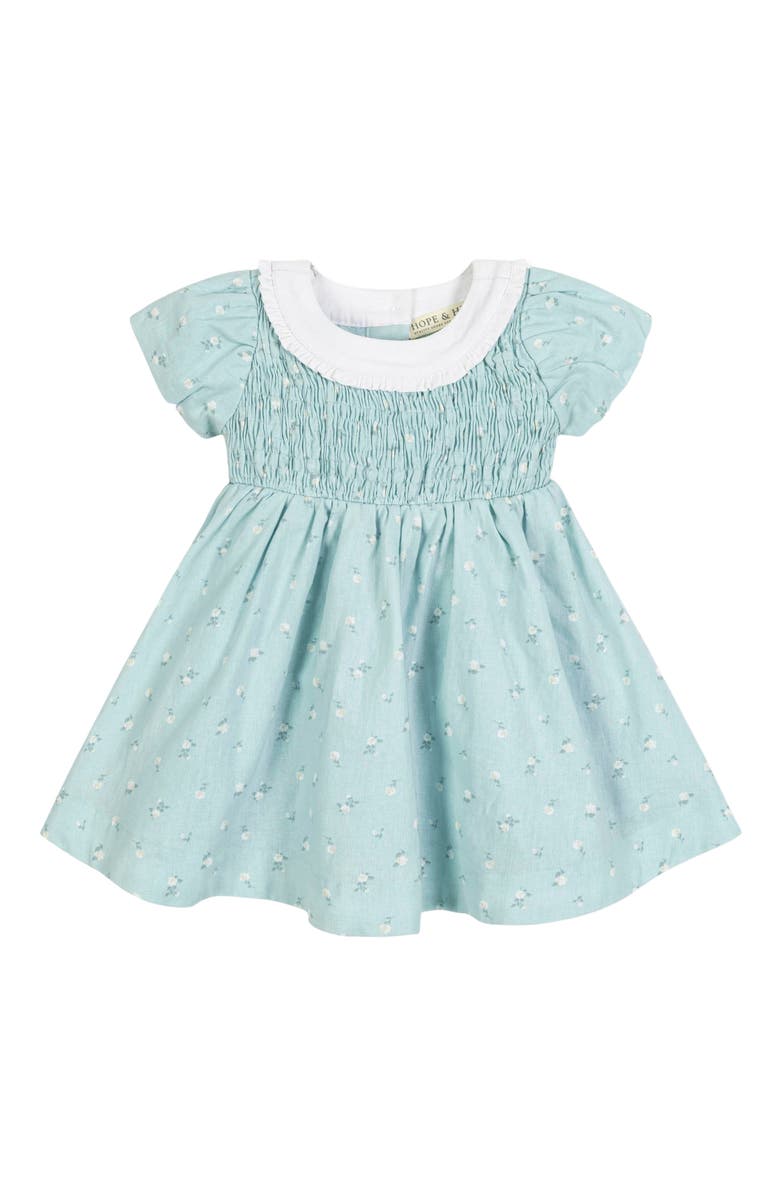Hope & Henry Baby Linen Ruffle Collar Dress, Infant, Alternate, color,
