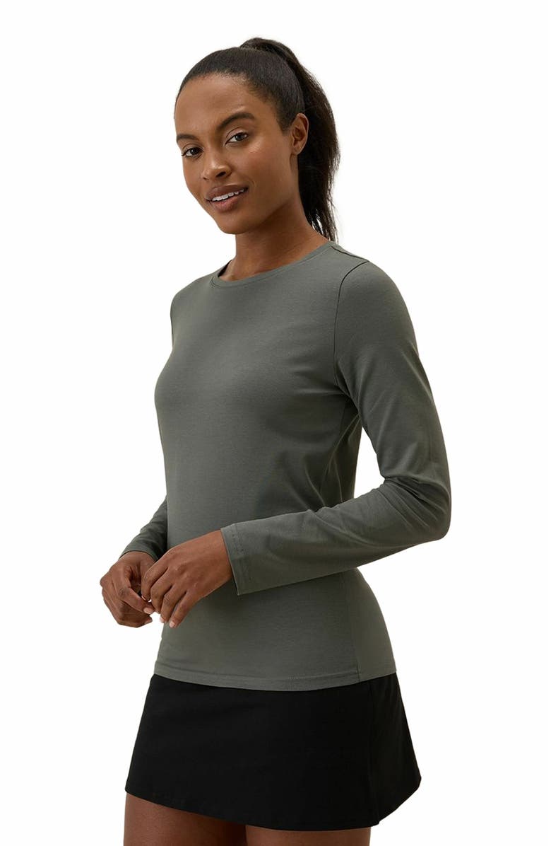 Pact Luxe Stretch Jersey Slim Long Sleeve Tee, Alternate, color, Castor Grey