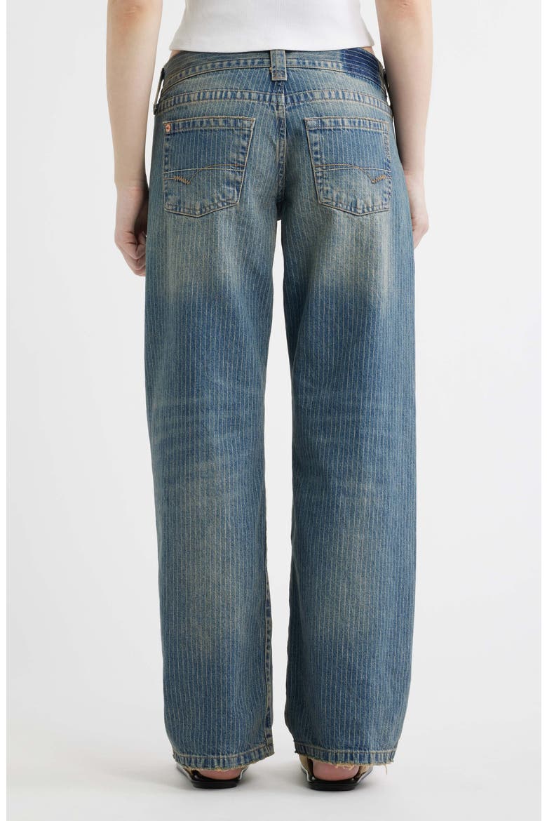 Kayla Low-Rise Wide-Leg Pinstripe Jeans, Alternate, color, BLUE