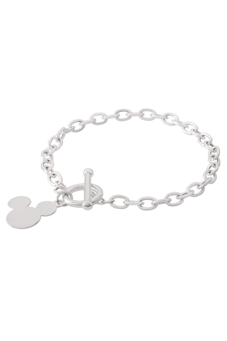 Mickey Mouse Jewelry, Sterling Silver Toggle Bracelet, Alternate, color, Metallic Silver