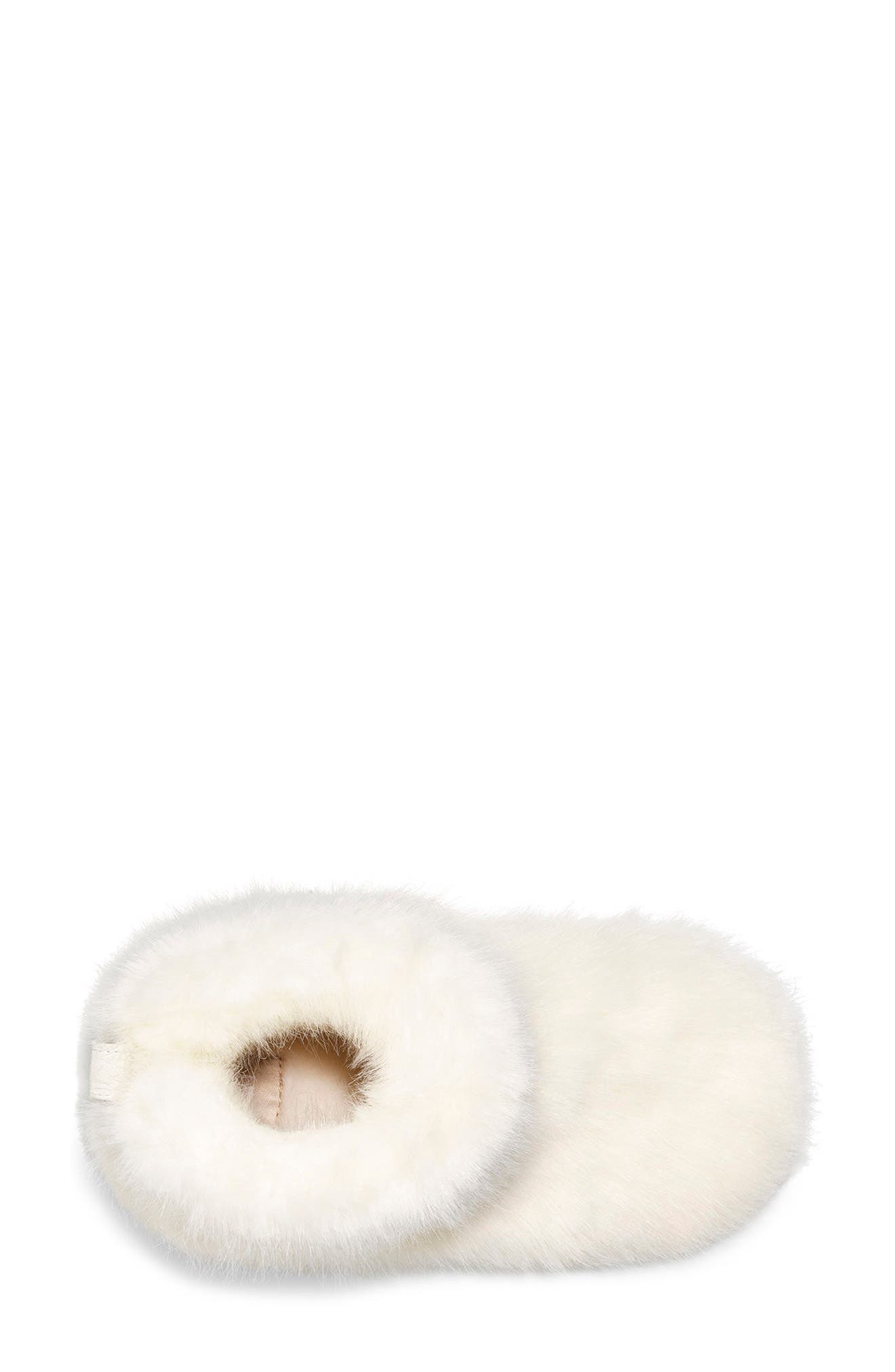 Amary Faux Fur Slipper Bootie, Alternate, color, WHITE FABRIC