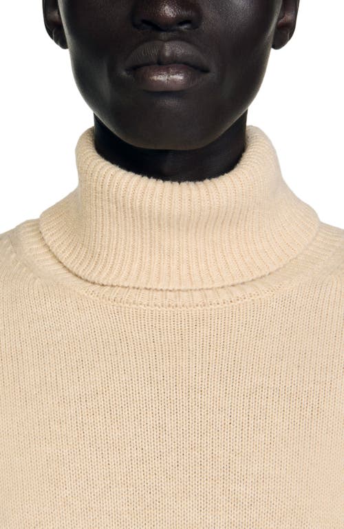 Sandro Wool And Cashmere Turtleneck Sweater In Neutral
