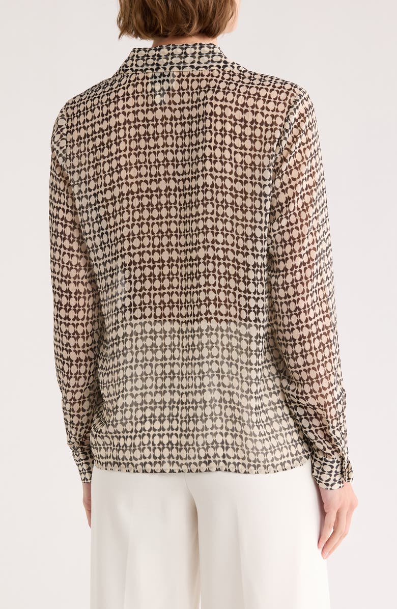 INDUSTRY REPUBLIC CLOTHING Frilly Hidden Button-Up Top, Alternate, color, Ivory/ Black Geometric