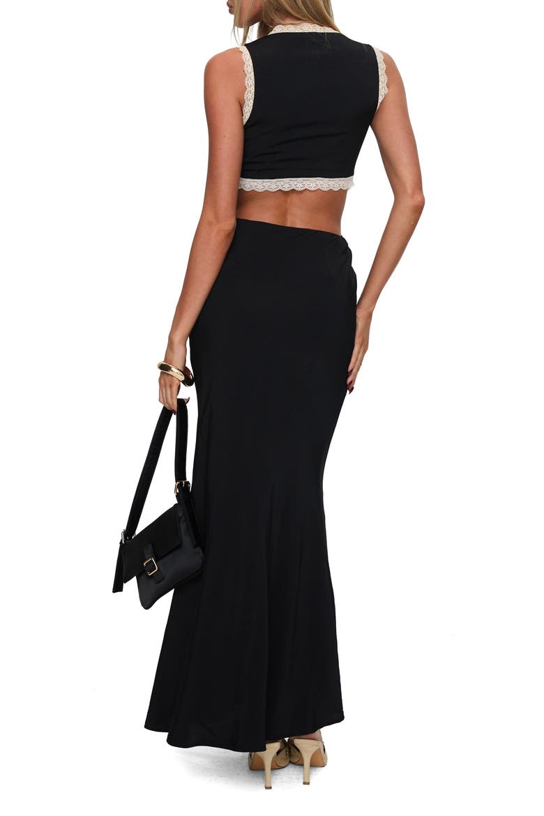 keila lace trim maxi dress Keila Lace Trim Maxi Dress Black / Cream