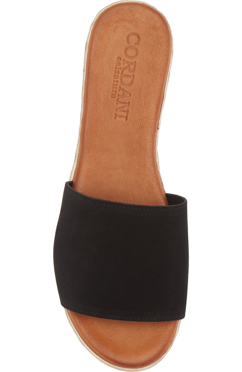 Cordani Bizzy Espadrille Platform Wedge Slide Sandal, Alternate, color, Black Suede