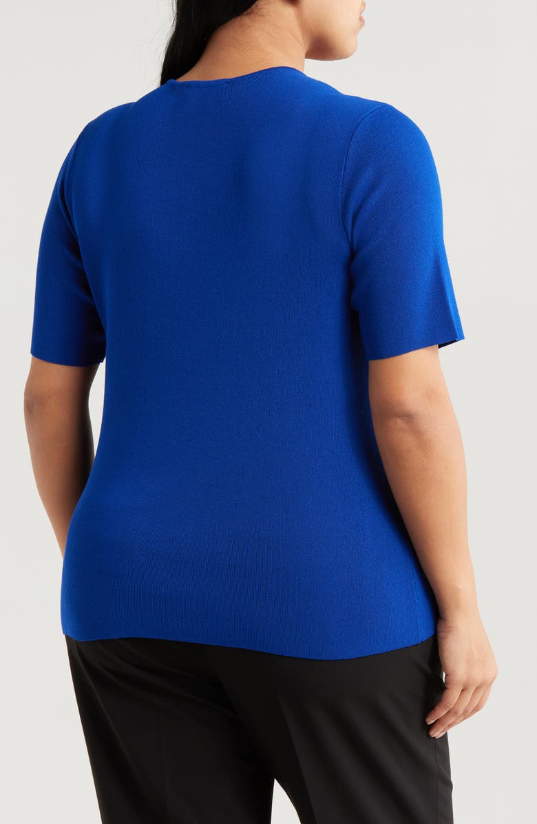 Tahari ASL Short Sleeve Sweater, Alternate, color, Cobalt
