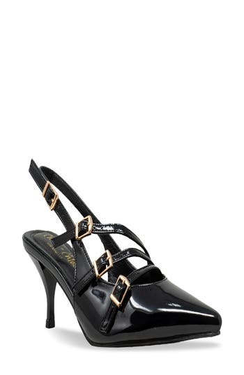 Chase & Chloe Chase And Chloe Multibuckle Slingback Pump In Black