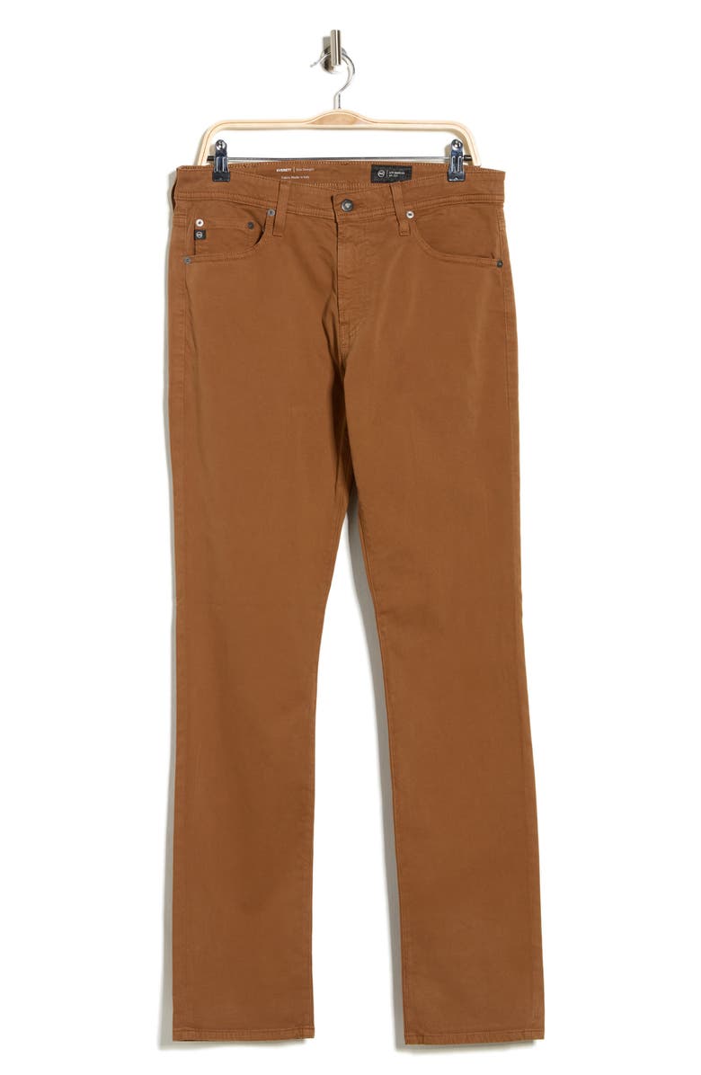 AG Everett Stretch Sateen Slim Straight Pants, Alternate, color, Caramel