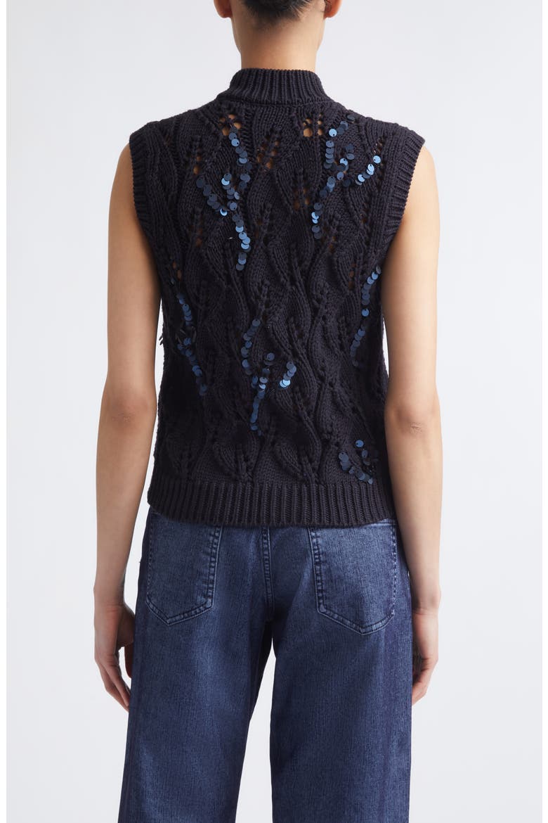 Sequin Detail Wool Cable Sweater Vest, Alternate, color, 177 AMETHYST