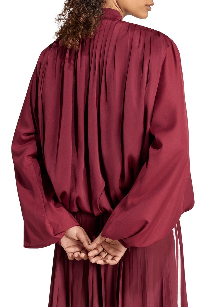 Satin Pleated Track Top, Alternate, color, SHADOW RED